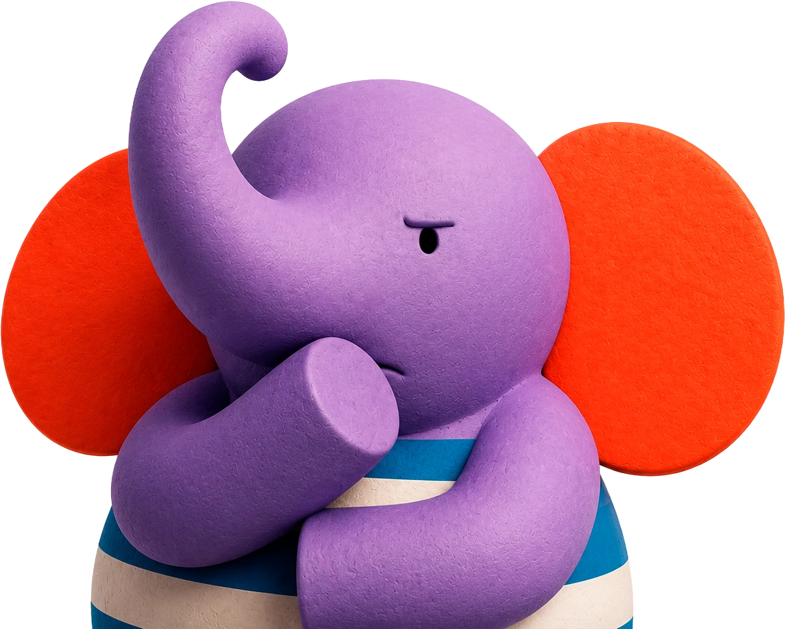 Elefante CoCriativa desconfiado